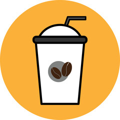 Ice Coffee Filled Outline Icon