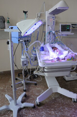 interior of a hospital room with newborn