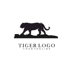 Tiger logo design vector illustration, tiger silhouette