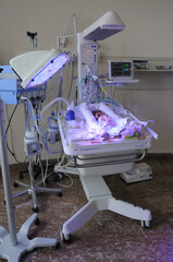 interior of a hospital room with newborn
