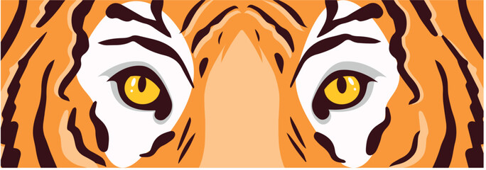 Close up eyes of tiger. Tiger head background. Vector stock