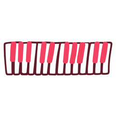 Piano keys over black flat vector illustration.
