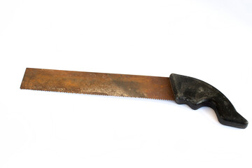 saw with a wooden handle isolated on white background