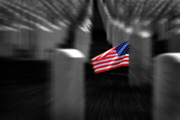 United States Military Cemetery with Headstones for Soldiers