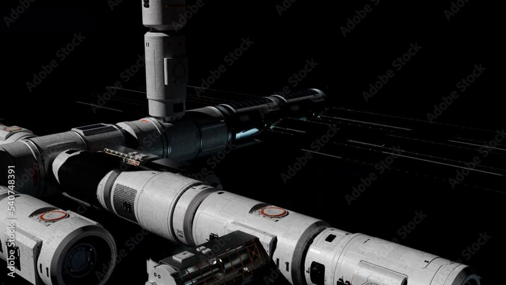 Wall mural the space station in orbit. the concept of space technology of the near future and the conquest of t