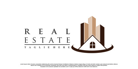 Icon real estate logo design with style and modern concept Premium Vector