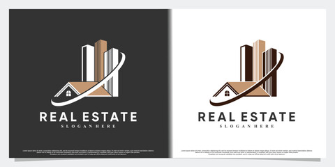 Icon real estate logo design with style and modern concept Premium Vector