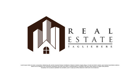 Icon real estate logo design with style and modern concept Premium Vector