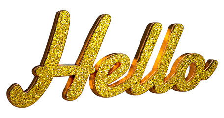 Gold glitter text hello.