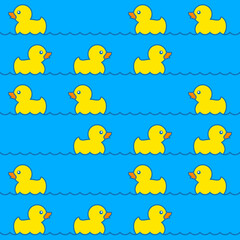 cute rubber duck swimming seamless pattern