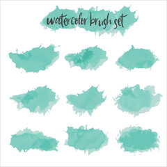 Set of watercolor hand drawn brush strokes of various colors isolated on white background