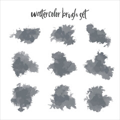 Hand drawn vector watercolor abstract shapes and stripes background in tender grey colors. For greeting cards, stationary and label.