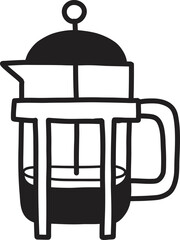 Hand Drawn French Press coffee maker illustration