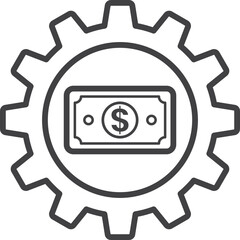 money and cogs illustration in minimal style