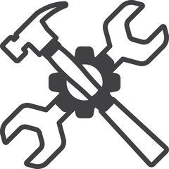 hammer and wrench illustration in minimal style