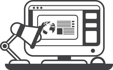 Desktop computers and lamps illustration in minimal style