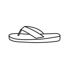 Slipper linear vector icon. Flip flops line thin sign color editable