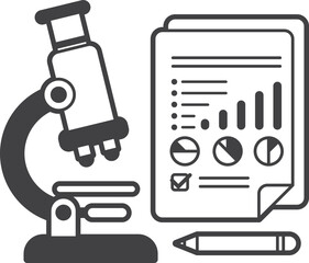 microscope and report illustration in minimal style