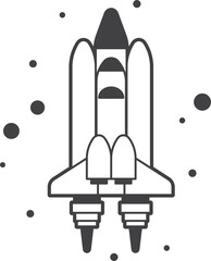 rocket going into space illustration in minimal style