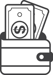 wallet and money illustration in minimal style
