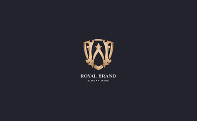 Elegant and luxury monogram W. Golden shield concept vector illustration. Royal design idea.
