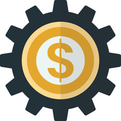 money and cogs illustration in minimal style