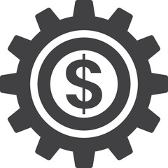 money and cogs illustration in minimal style