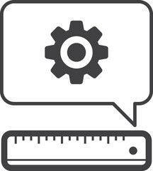 Ruler and cog illustration in minimal style
