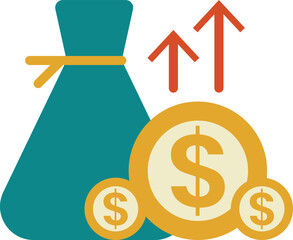 money bag illustration in minimal style