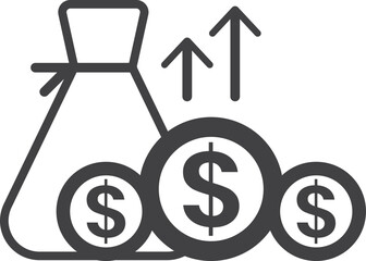 money bag illustration in minimal style