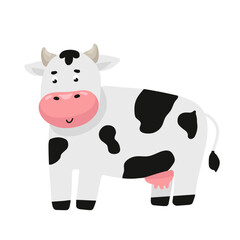 Cute cartoon cow illustration Kids room poster, baby nursery, greeting card, clothing.