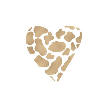 Gold Cow Pattern Heart