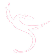 Pink Dragon Outlined