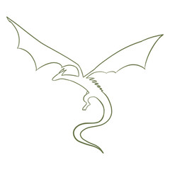 Obraz premium Green Dragon Outlined