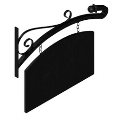 3d rendering illustration of a curved hanging sign