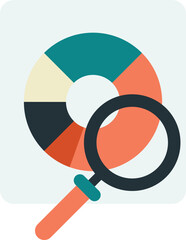 magnifying glass and pie chart illustration in minimal style
