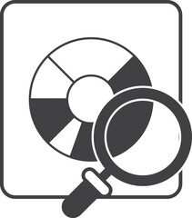 magnifying glass and pie chart illustration in minimal style