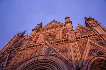 Orvieto Cathedral in the cathedral square, a 14th-century Gothic cathedral in Orvieto, Italy