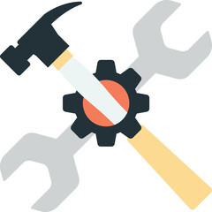 hammer and wrench illustration in minimal style