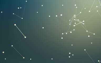 Abstract background. Molecules technology with polygonal shapes, connecting dots and lines. Connection structure. Big data visualization.