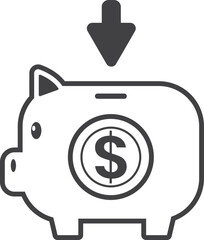 Piggy bank and saving money illustration in minimal style