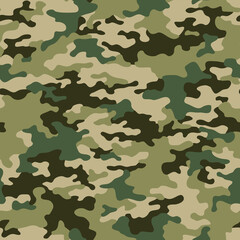 Fototapeta premium Camouflage texture seamless pattern. Abstract modern military camo background for fabric and fashion textile print. Vector illustration.