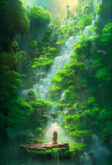 Fototapeta na wymiar beautiful waterfall between trees