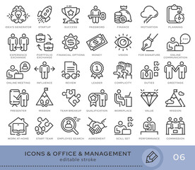 Set of conceptual icons. Vector icons in flat linear style for web sites, applications and other graphic resources. Set from the series - Office and Management. Editable stroke icon.