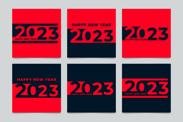 2023 Happy New Year creative concept. Design templates with typography logo for celebration, cover, flyer, brochure, poster, card, web, banner and media post