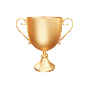 Golden award trophy cup 3d render illustration