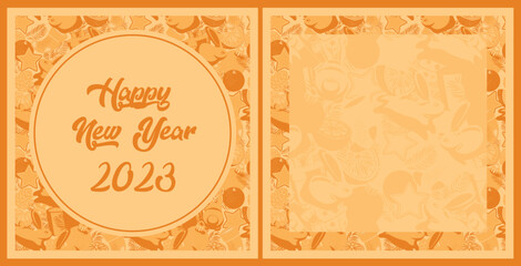 Vector color postcard on new year 2023.