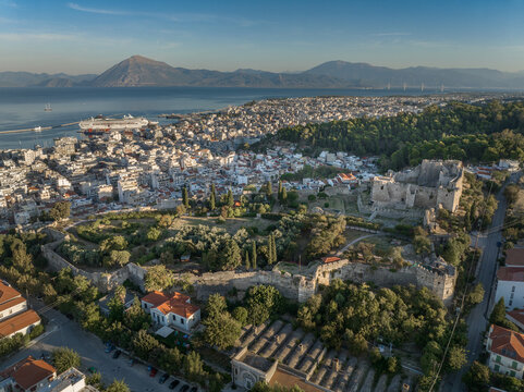Aerial view of Patras castle in Western Greece
