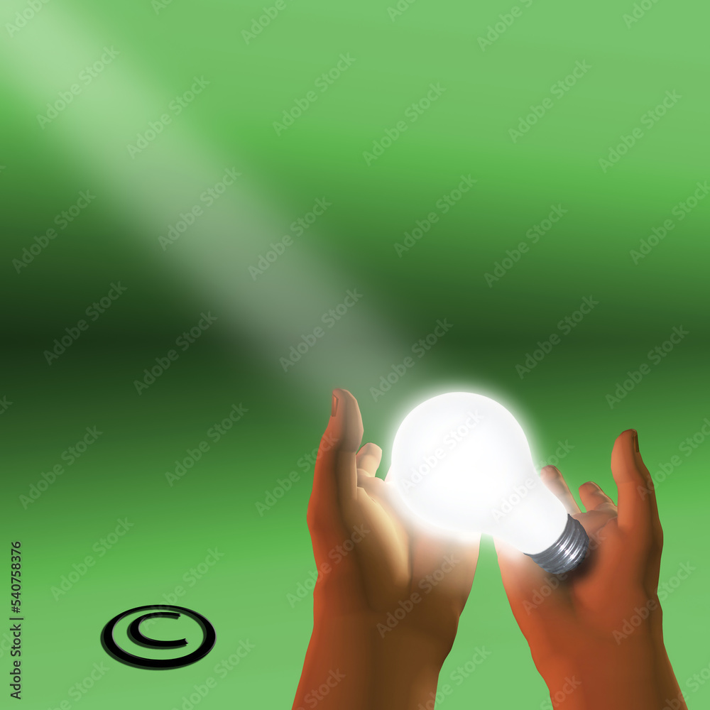 Sticker Light bulb in hands