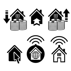 House icons set. Home icon collection. Flat style vector home pictogram symbols. Real estate concept.